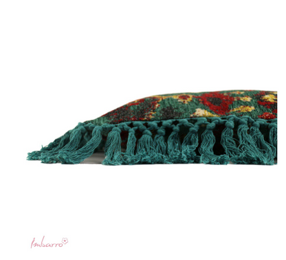 Imbarro Kussen Menta – Robuust Jacquard Kussen met Kwastjes