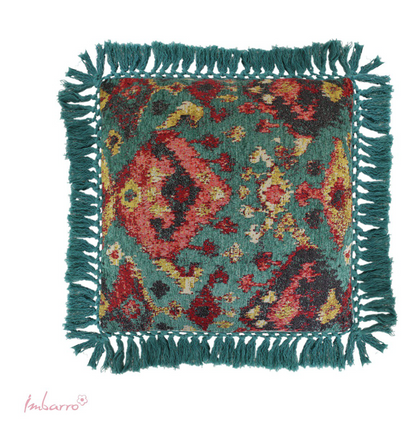 Imbarro Kussen Menta – Robuust Jacquard Kussen met Kwastjes