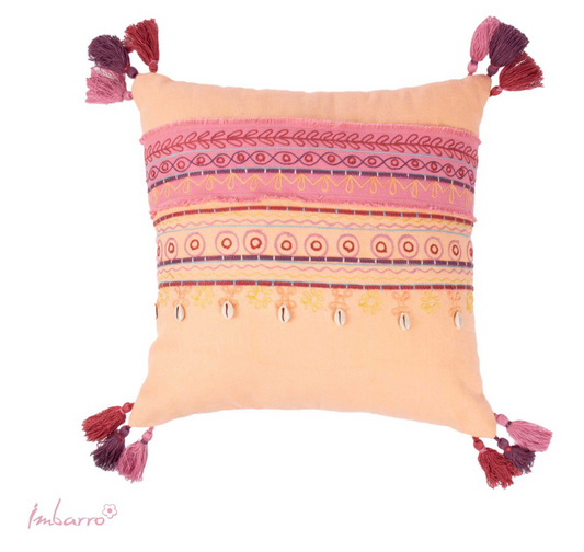 Kussen SAMOS – Boho Ibiza Kussen met Schelpen & Kwastjes | Imbarro